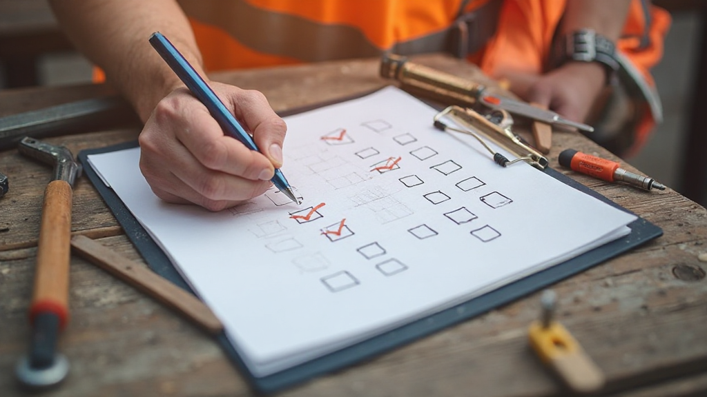Checklist sur un bureau de chantier